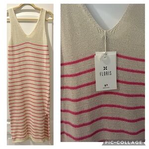 NWT Floris Cream and Pink Striped Knit Dress